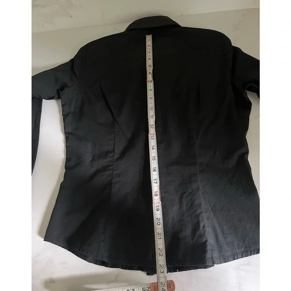Sisley black blouse, size M, fits like a small ( see measurements ) - Picture 8 of 15